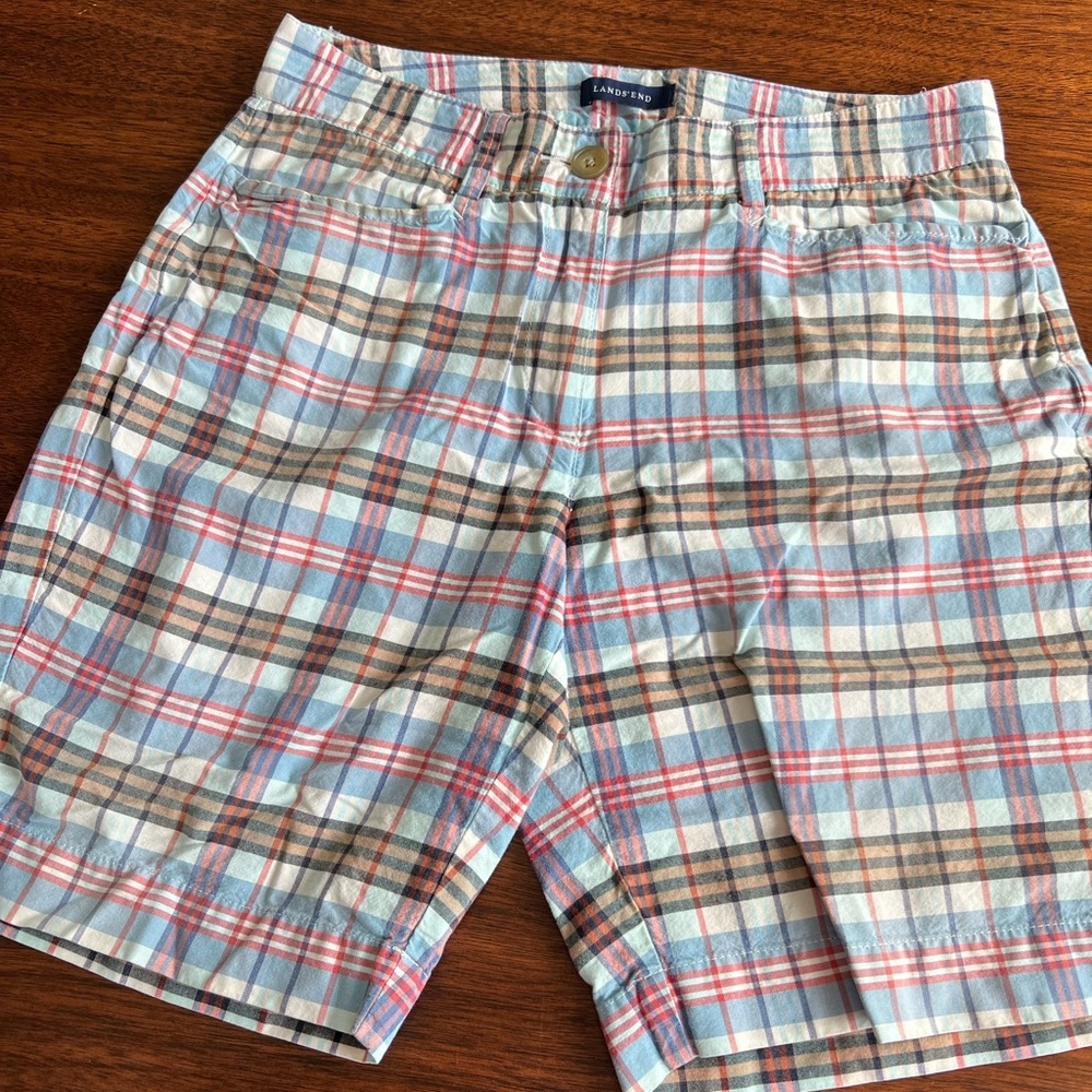 Lands’ End Cotten plaid shorts size 6P fit 2